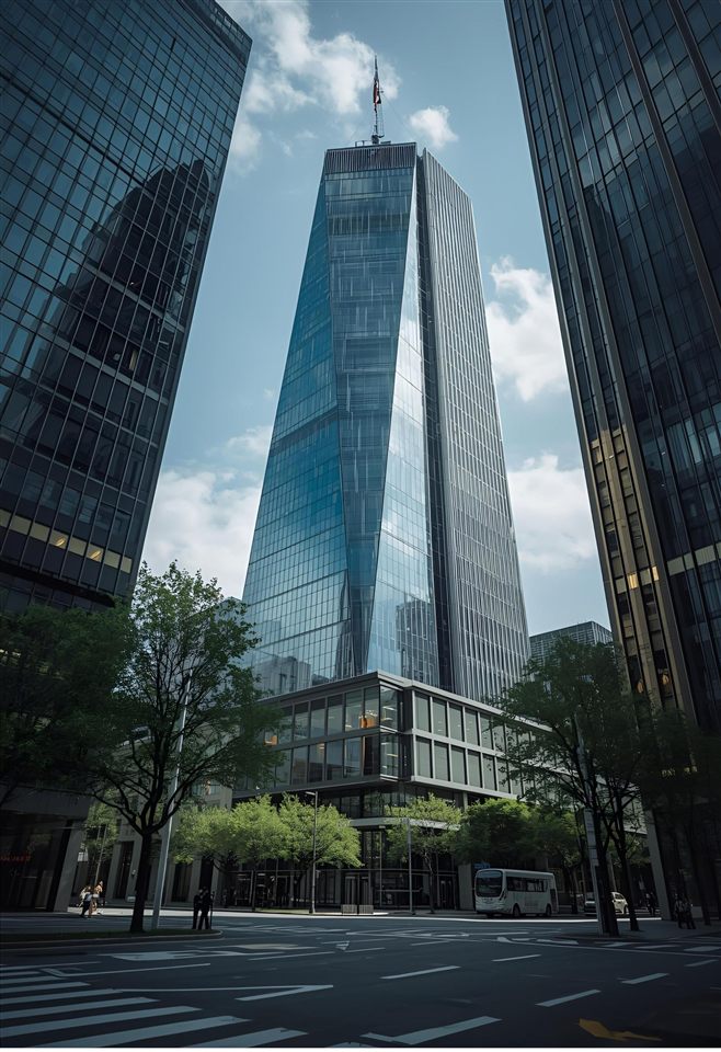 Edifício corporativo representando Direito Penal Econômico